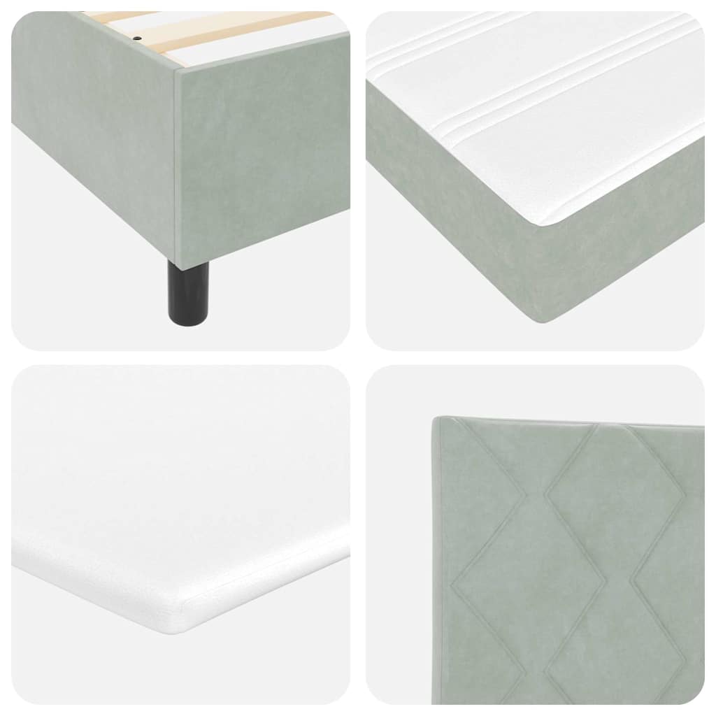 LED Boxspringbett mit Kopfteil Hellgrau 100 x 200 cm Samt