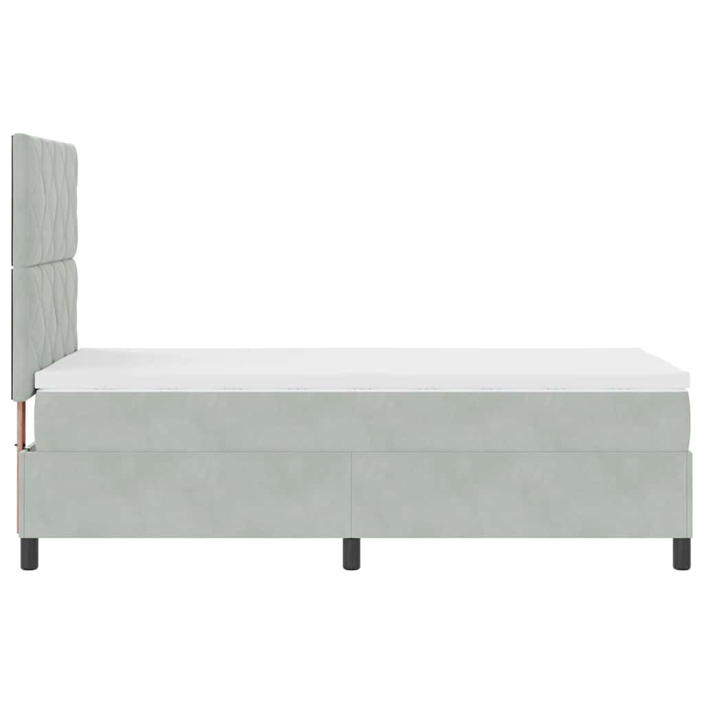LED Boxspringbett mit Kopfteil Hellgrau 100 x 200 cm Samt