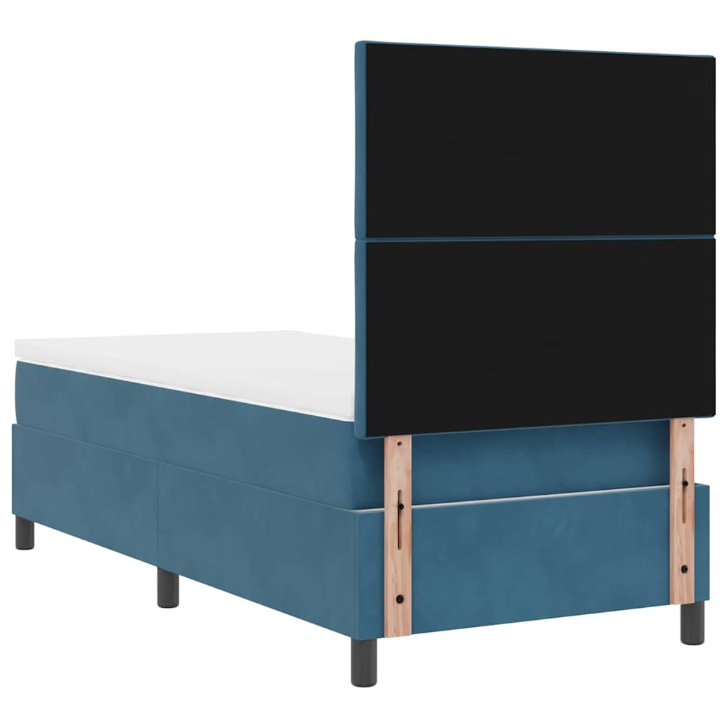 LED Boxspringbett mit Kopfteil Dunkelblau 100 x 200 cm Samt