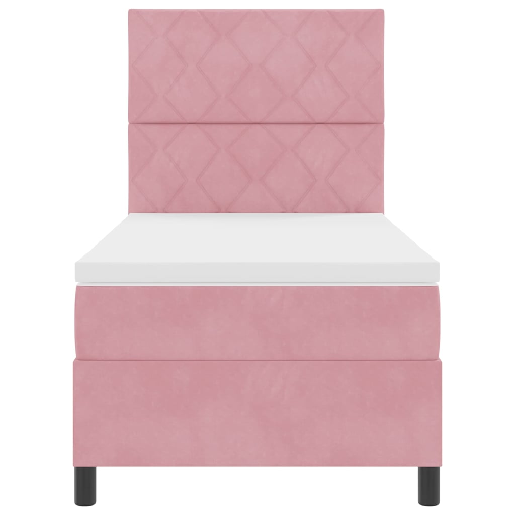 LED Boxspringbett mit Kopfteil Rosa 100 x 200 cm Samt