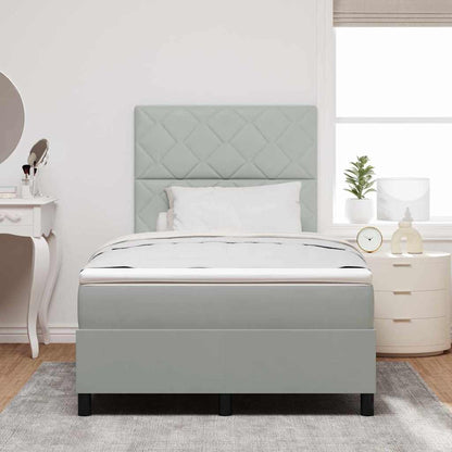 LED Boxspringbett mit Kopfteil Hellgrau 120 x 190 cm Samt