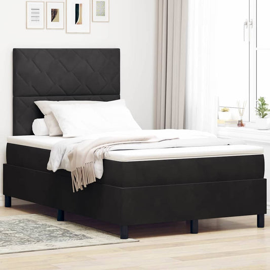 Boxspringbett mit Matratze Schwarz 120 x 190 cm Samt