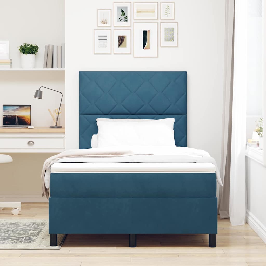 LED Boxspringbett mit Kopfteil Dunkelblau 120 x 190 cm Samt