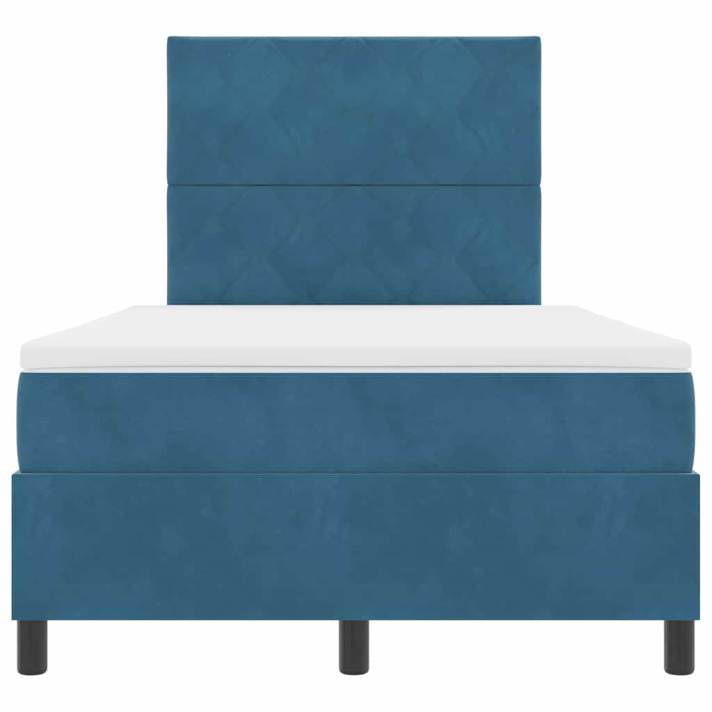 LED Boxspringbett mit Kopfteil Dunkelblau 120 x 190 cm Samt