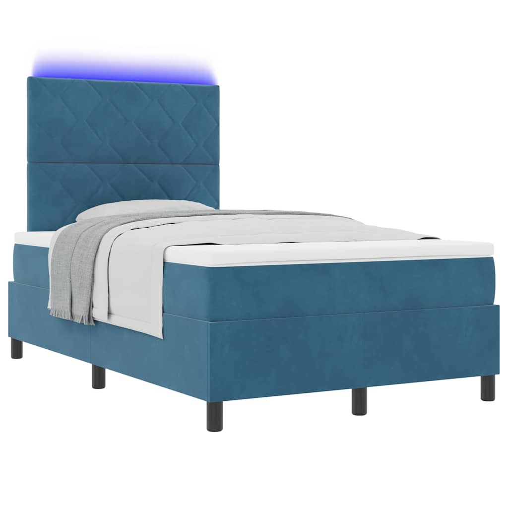 LED Boxspringbett mit Kopfteil Dunkelblau 120 x 190 cm Samt