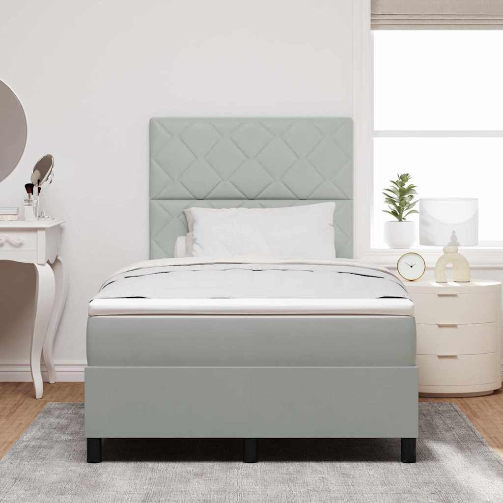 LED Boxspringbett mit Kopfteil Hellgrau 120 x 200 cm Samt