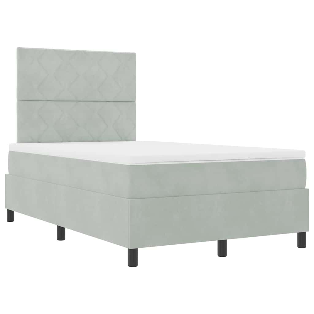 LED Boxspringbett mit Kopfteil Hellgrau 120 x 200 cm Samt