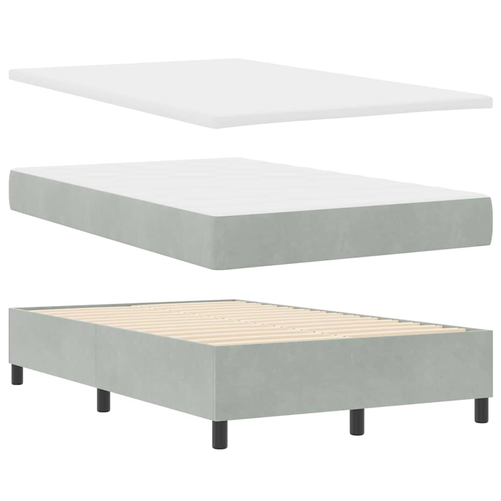 LED Boxspringbett mit Kopfteil Hellgrau 120 x 200 cm Samt