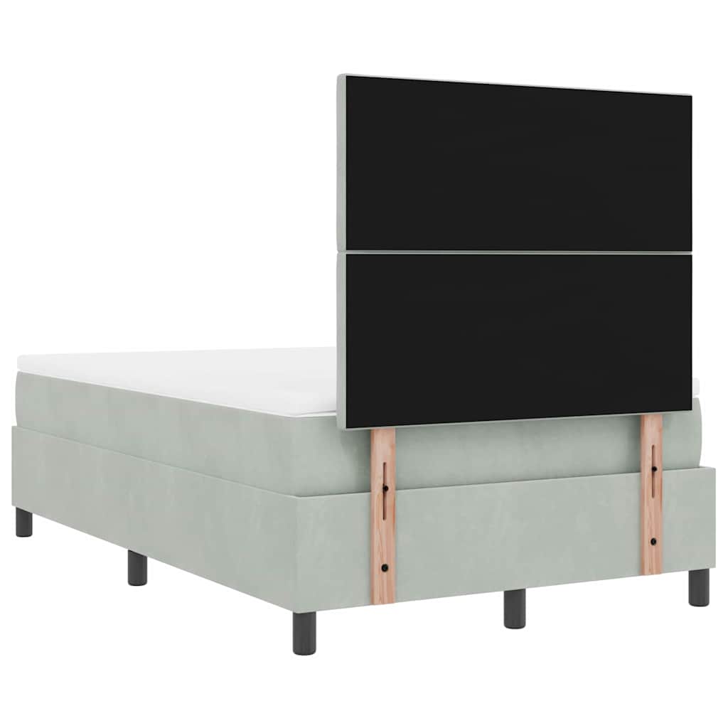 LED Boxspringbett mit Kopfteil Hellgrau 120 x 200 cm Samt