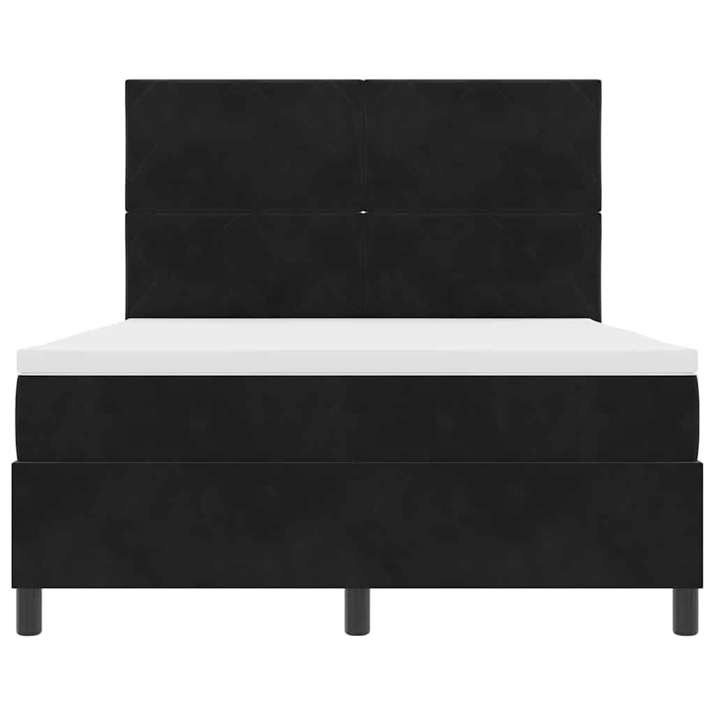 LED Boxspringbett mit Kopfteil Schwarz 140 x 200 cm Samt