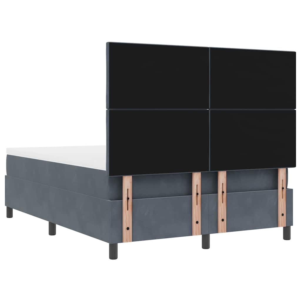 LED Boxspringbett mit Kopfteil Dunkelgrau 160 x 200 cm Samt