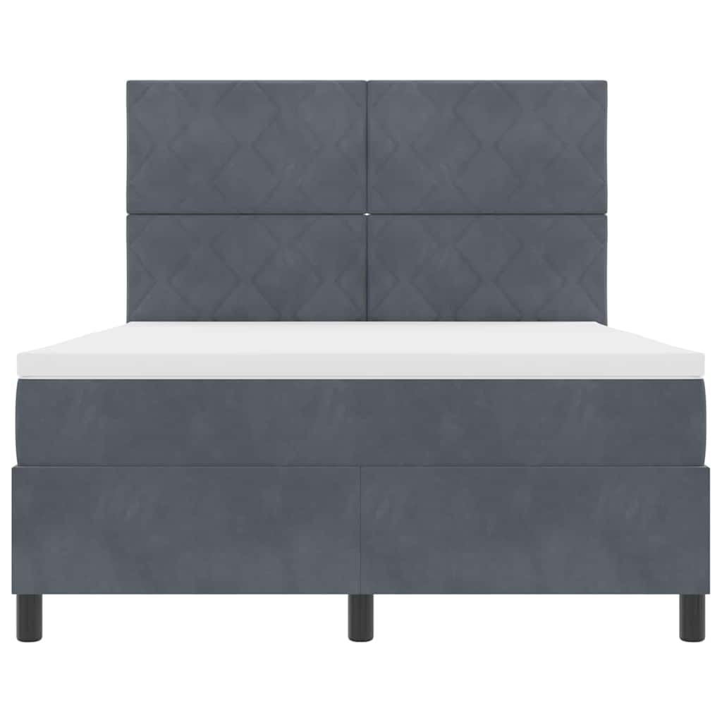 LED Boxspringbett mit Kopfteil Dunkelgrau 160 x 200 cm Samt