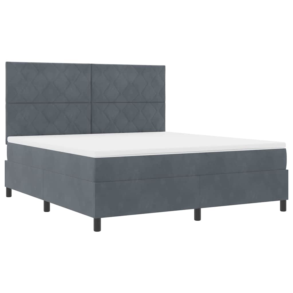 LED Boxspringbett mit Kopfteil Dunkelgrau 180 x 200 cm Samt