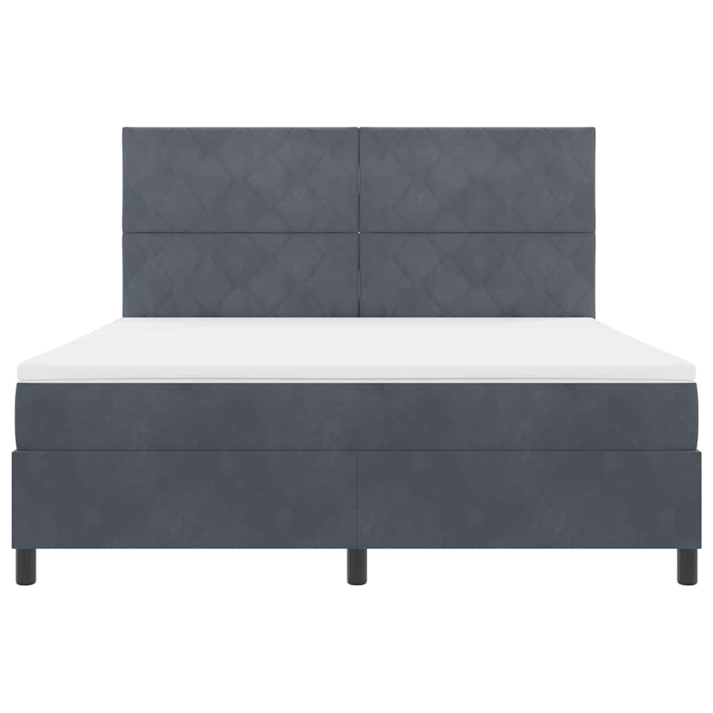 LED Boxspringbett mit Kopfteil Dunkelgrau 180 x 200 cm Samt