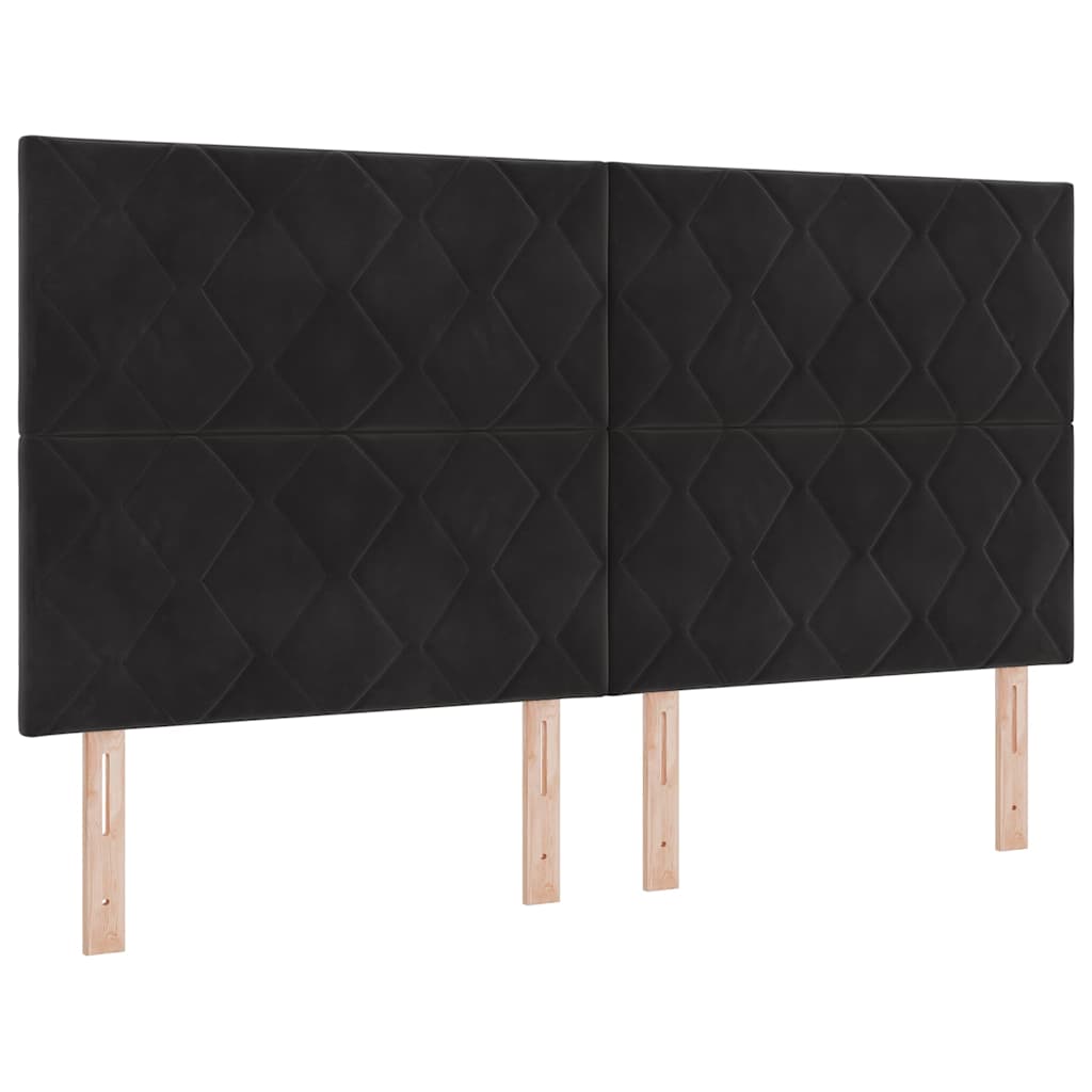 LED Boxspringbett mit Kopfteil Schwarz 180 x 200 cm Samt