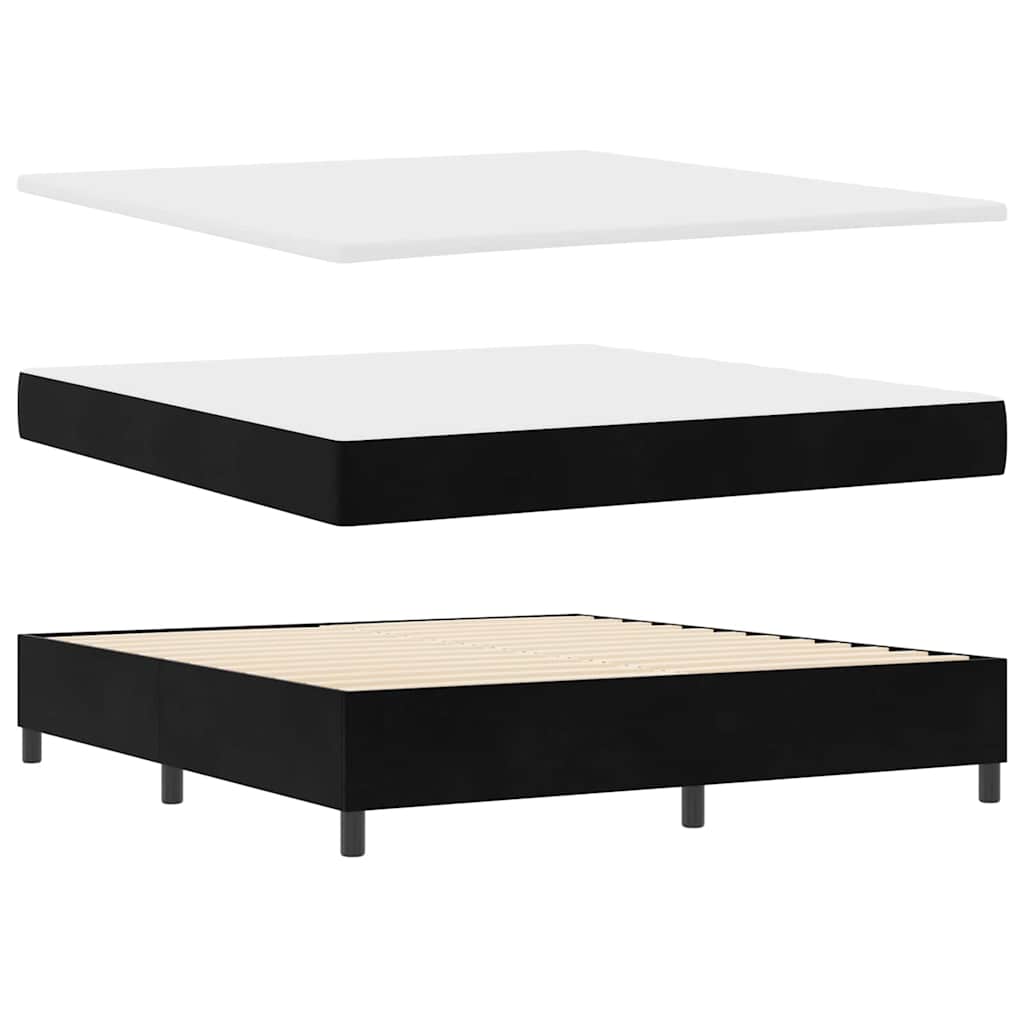 LED Boxspringbett mit Kopfteil Schwarz 180 x 200 cm Samt