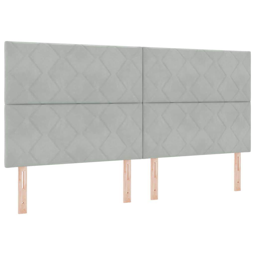 LED Boxspringbett mit Kopfteil Hellgrau 200 x 200 cm Samt
