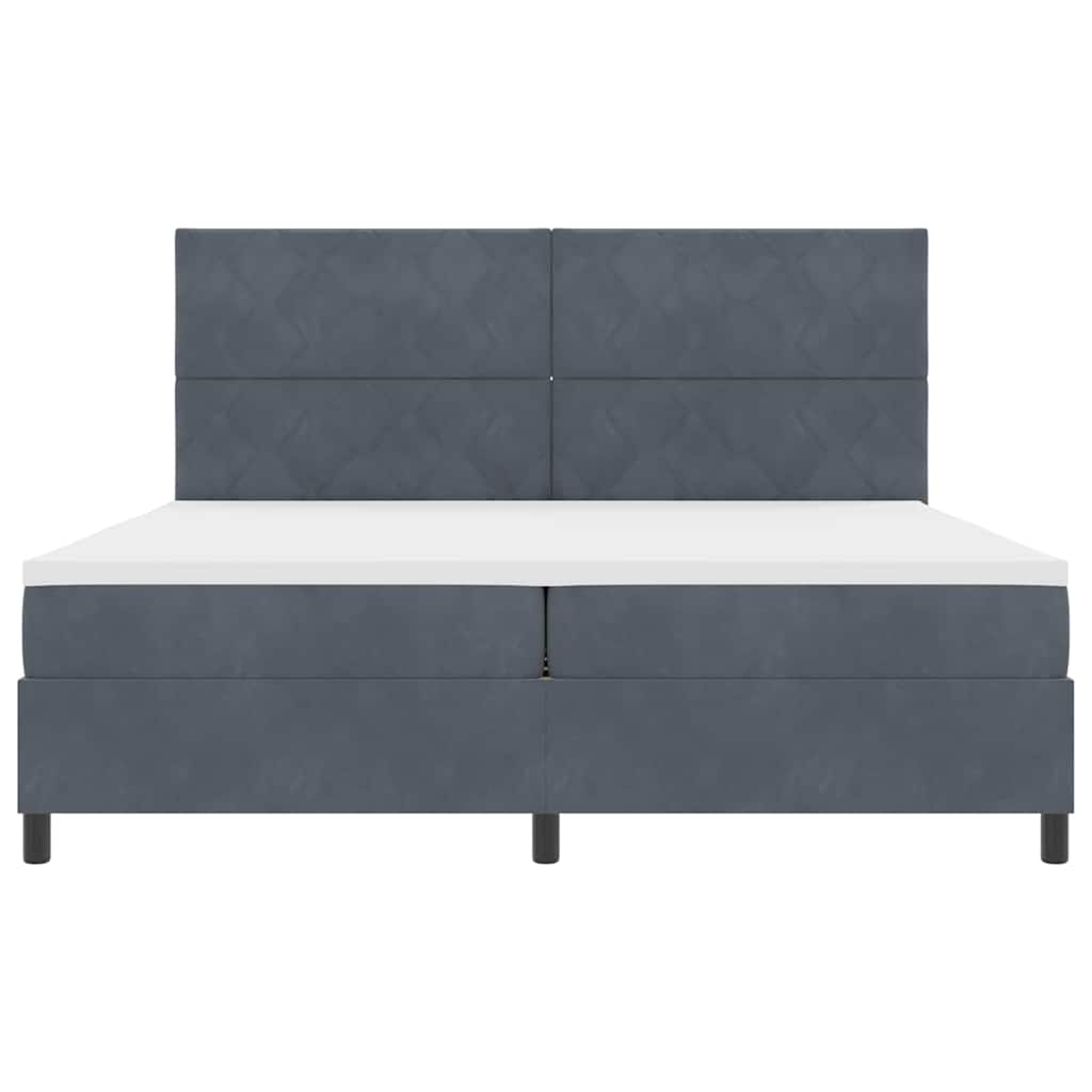 LED Boxspringbett mit Kopfteil Dunkelgrau 200 x 200 cm Samt
