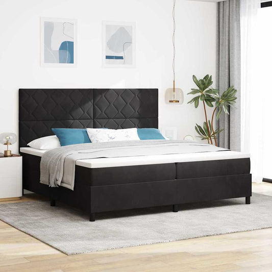 Boxspringbett mit Matratze Schwarz 200 x 200 cm Samt