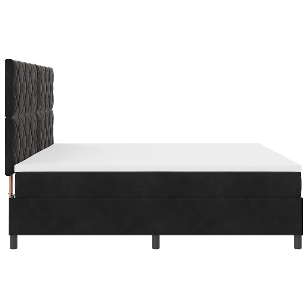 Boxspringbett mit Matratze Schwarz 200 x 200 cm Samt