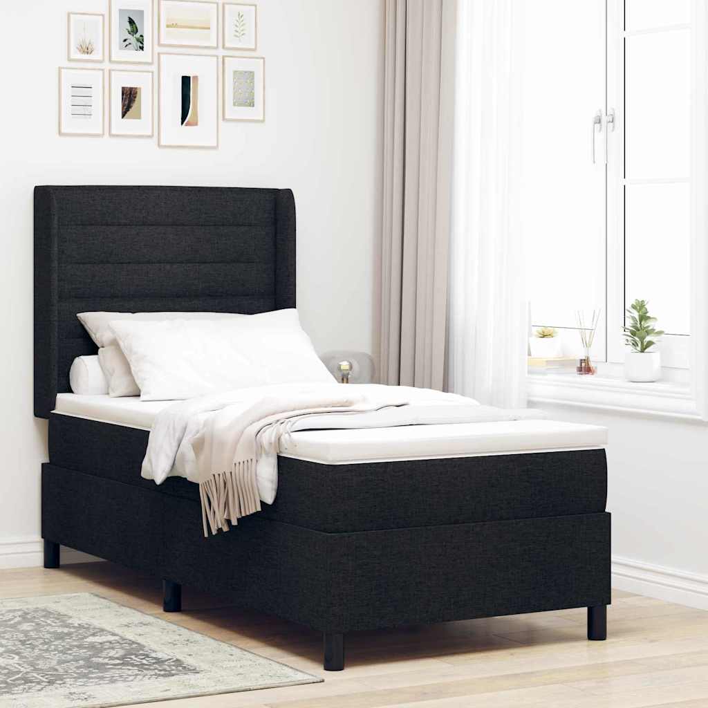 LED Boxspringbett mit Kopfteil Schwarz 80 x 200 cm Stoff