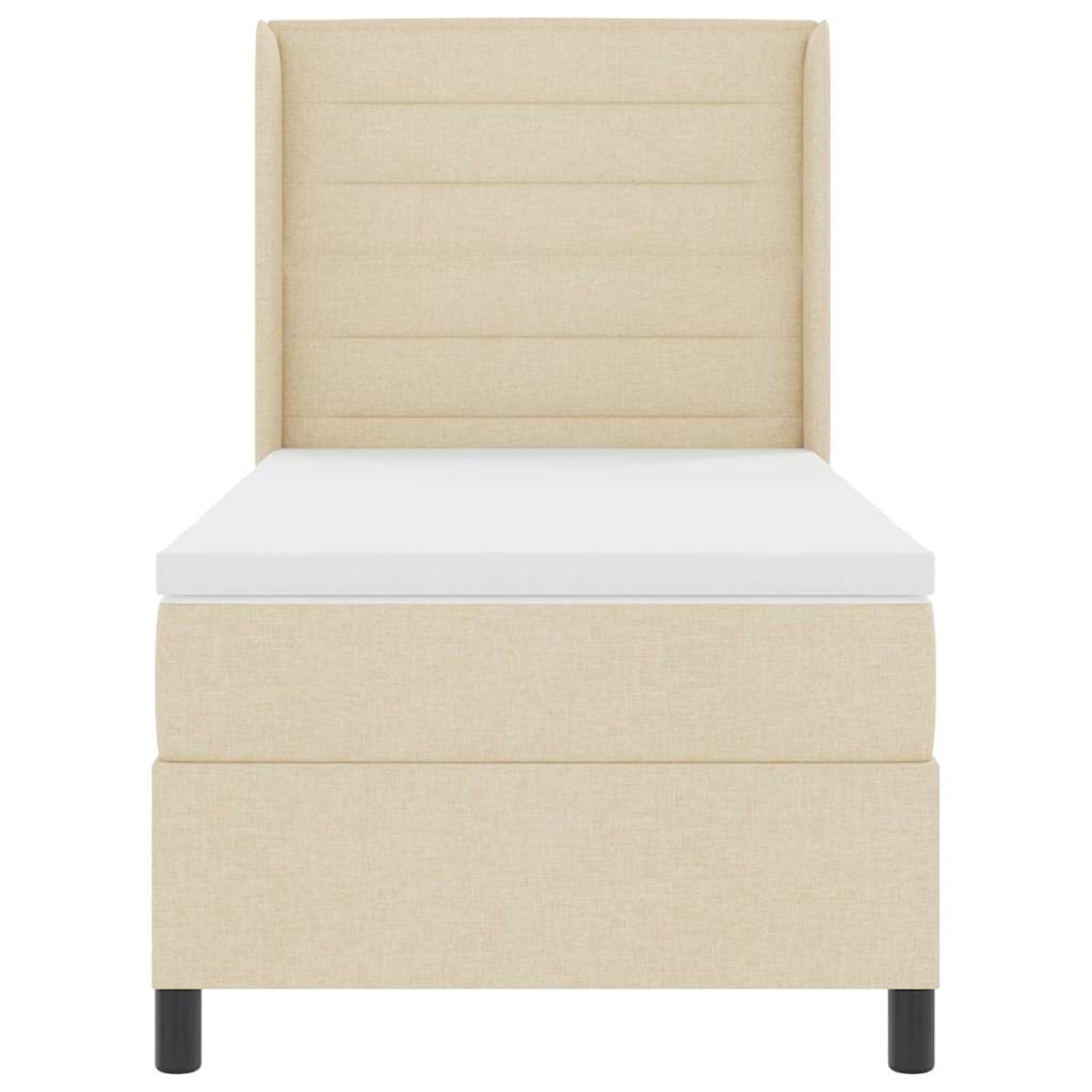 LED Boxspringbett mit Matratze Creme 80 x 200 cm Stoff