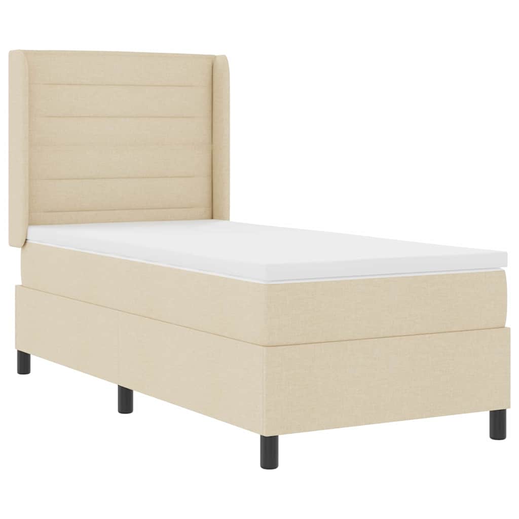 LED Boxspringbett mit Matratze Creme 90 x 190 cm Stoff