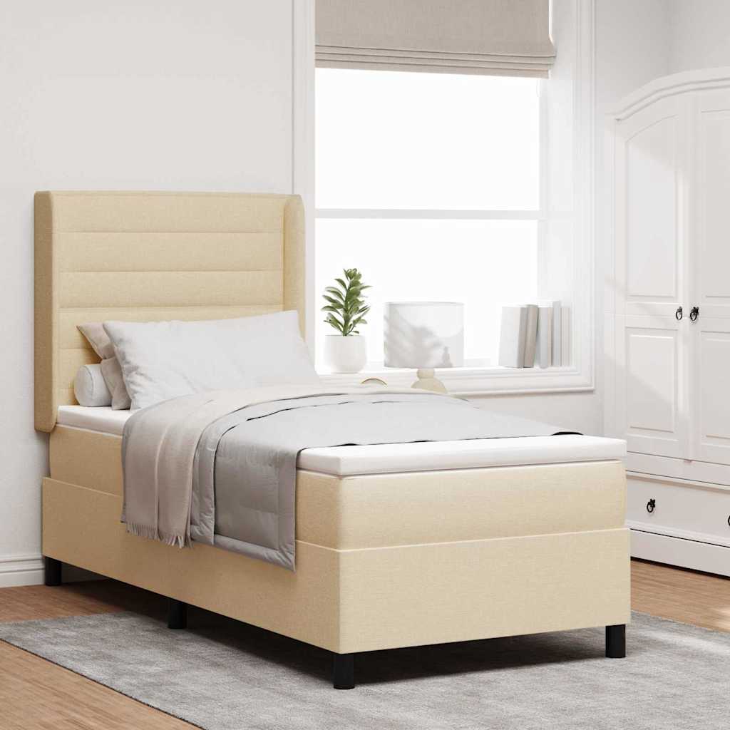 LED Boxspringbett mit Matratze Creme 90 x 200 cm Stoff