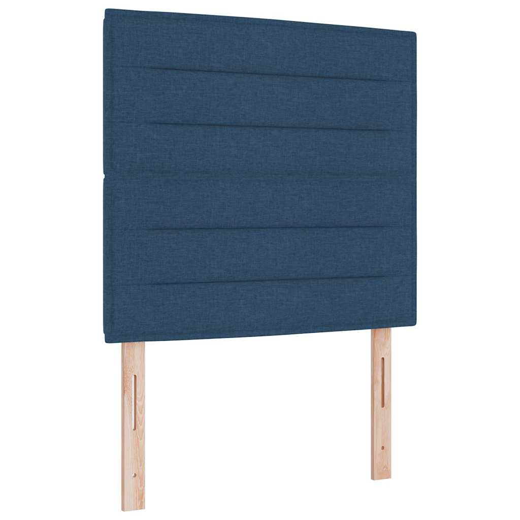 LED Boxspringbett mit Matratze Blau 90 x 200 cm Stoff