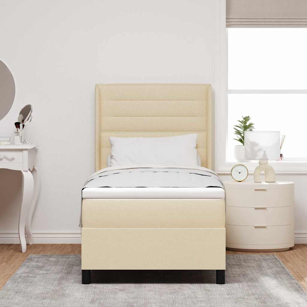 LED Boxspringbett mit Matratze Creme 100 x 200 cm Stoff