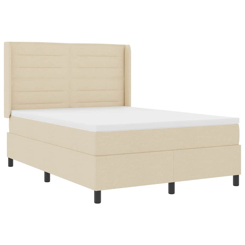 LED Boxspringbett mit Matratze Creme 140 x 190 cm Stoff