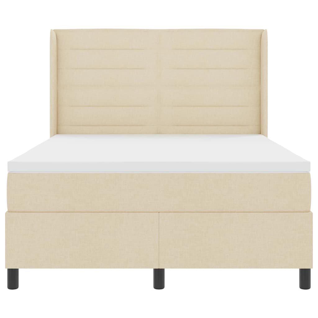 LED Boxspringbett mit Matratze Creme 140 x 190 cm Stoff