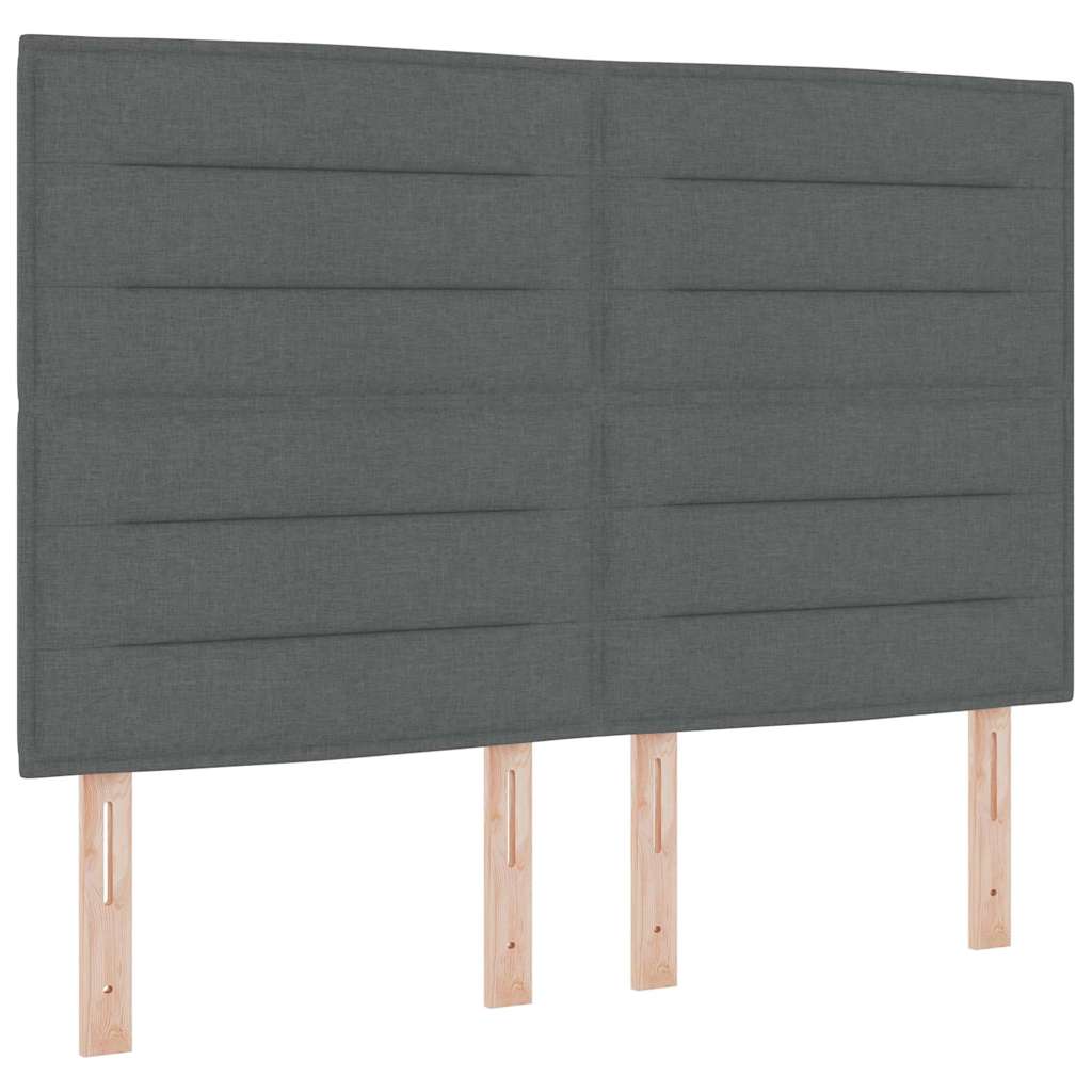 LED Boxspringbett mit Matratze Dunkelgrau 140 x 200 cm Stoff