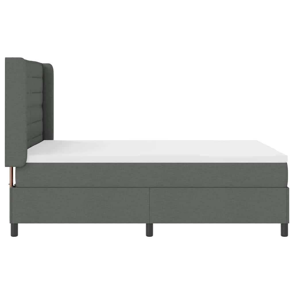 LED Boxspringbett mit Matratze Dunkelgrau 140 x 200 cm Stoff