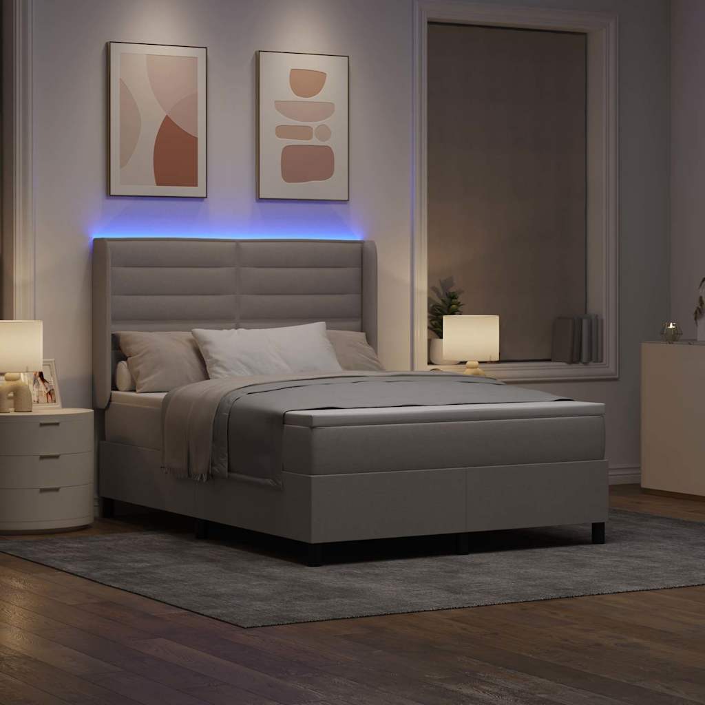 LED Boxspringbett mit Kopfteil Taupe 140 x 200 cm Stoff