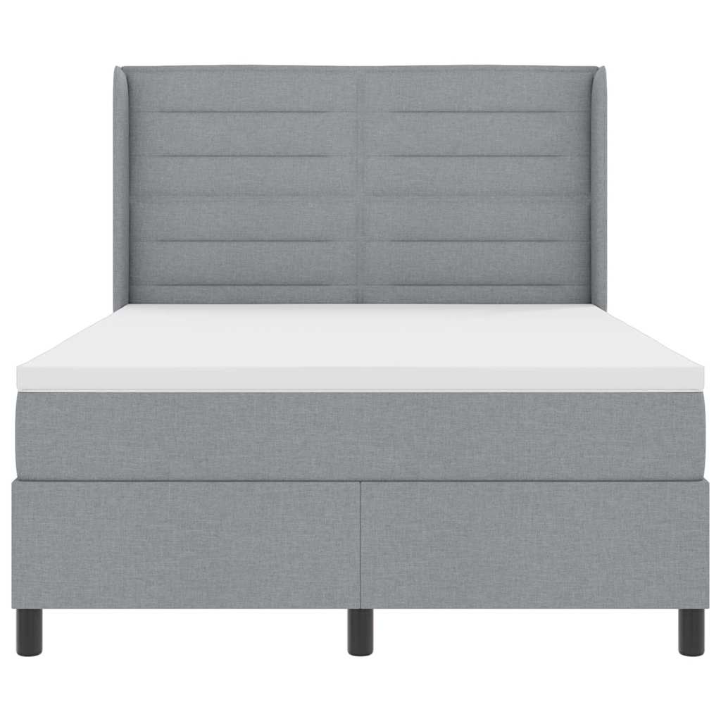 LED Boxspringbett mit Matratze Hellgrau 160 x 200 cm Stoff