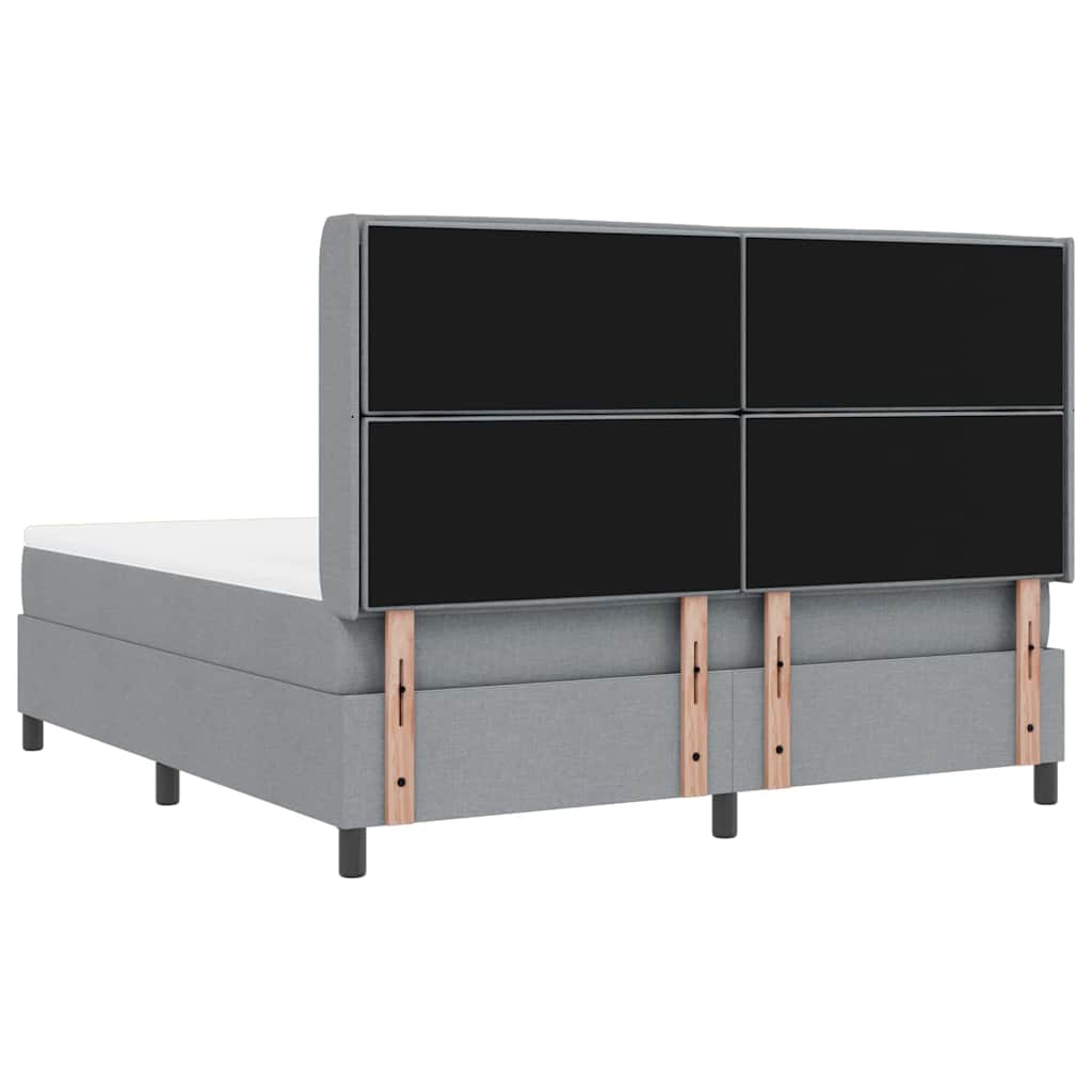 LED Boxspringbett mit Matratze Hellgrau 180 x 200 cm Stoff