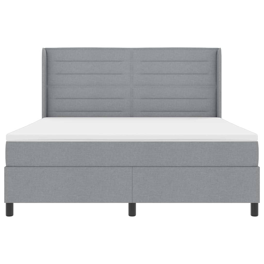 LED Boxspringbett mit Matratze Hellgrau 180 x 200 cm Stoff