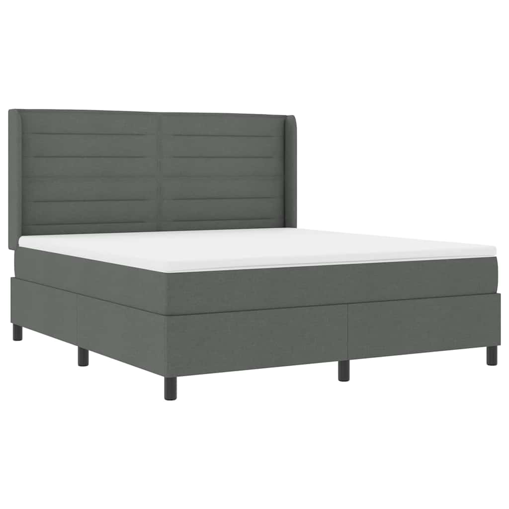 LED Boxspringbett mit Matratze Dunkelgrau 180 x 200 cm Stoff