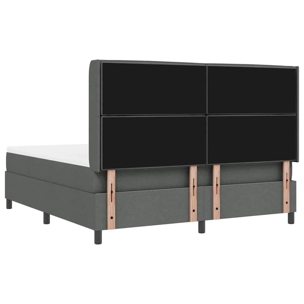 LED Boxspringbett mit Matratze Dunkelgrau 180 x 200 cm Stoff