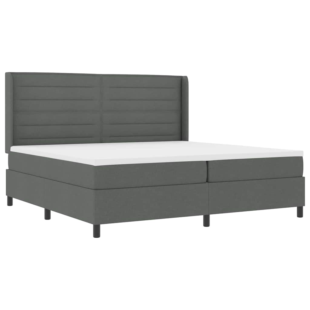 LED Boxspringbett mit Matratze Dunkelgrau 200 x 200 cm Stoff