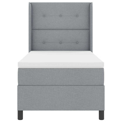 LED Boxspringbett mit Kopfteil Hellgrau 80 x 200 cm Stoff