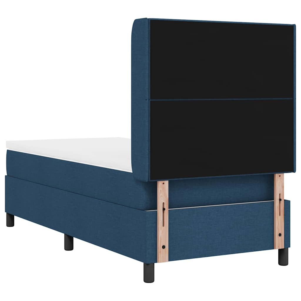 LED Boxspringbett mit Kopfteil Blau 90 x 190 cm Stoff