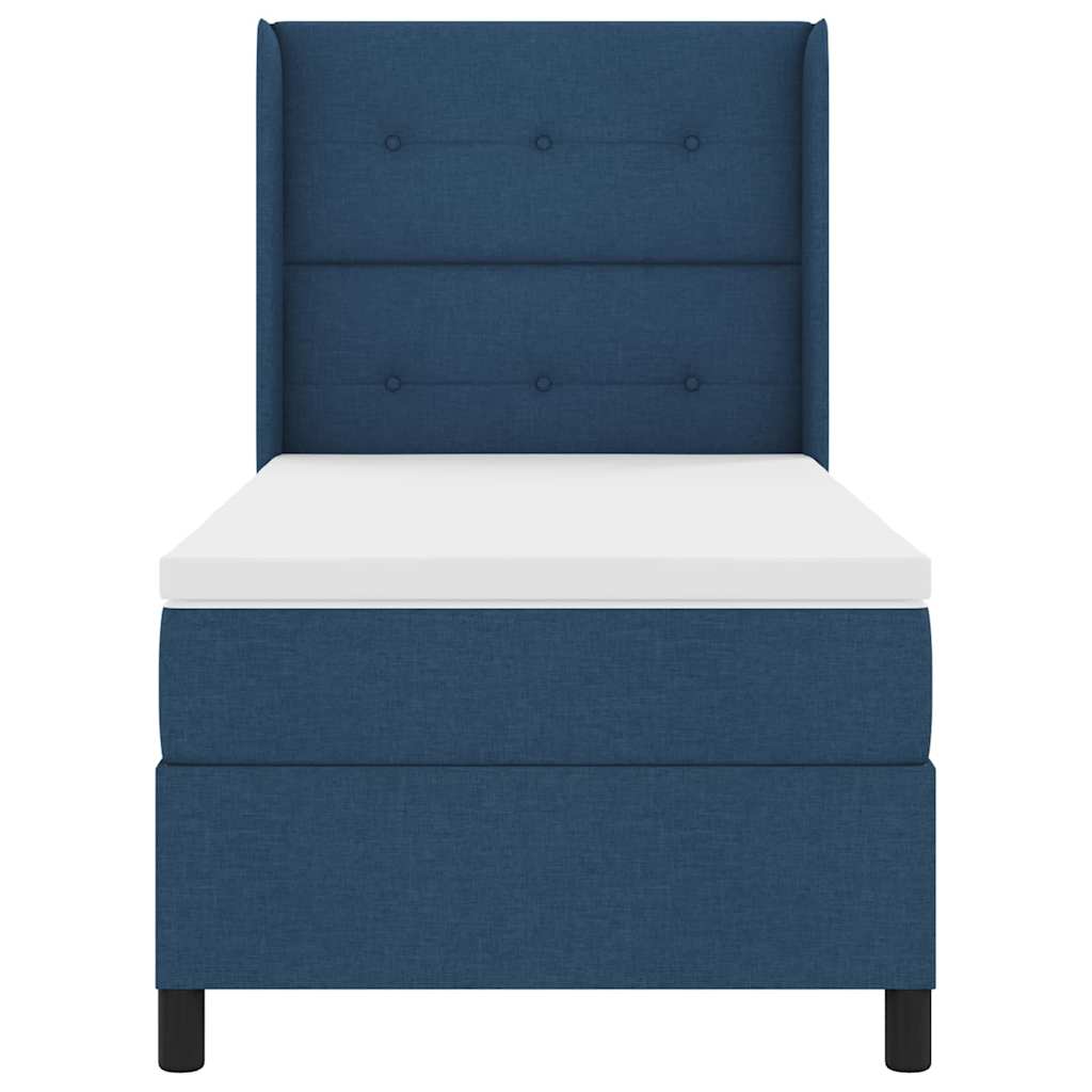 LED Boxspringbett mit Kopfteil Blau 90 x 200 cm Stoff