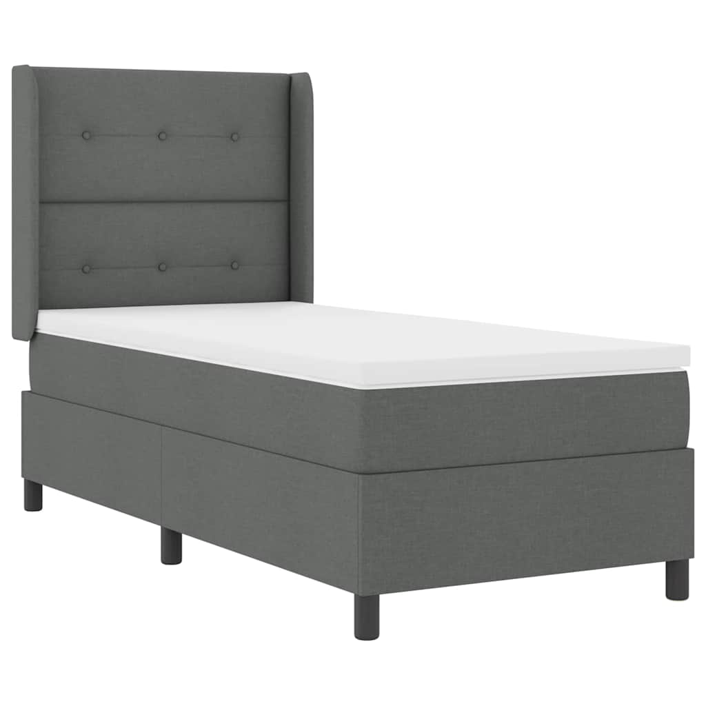 LED Boxspringbett mit Kopfteil Dunkelgrau 100 x 200 cm Stoff