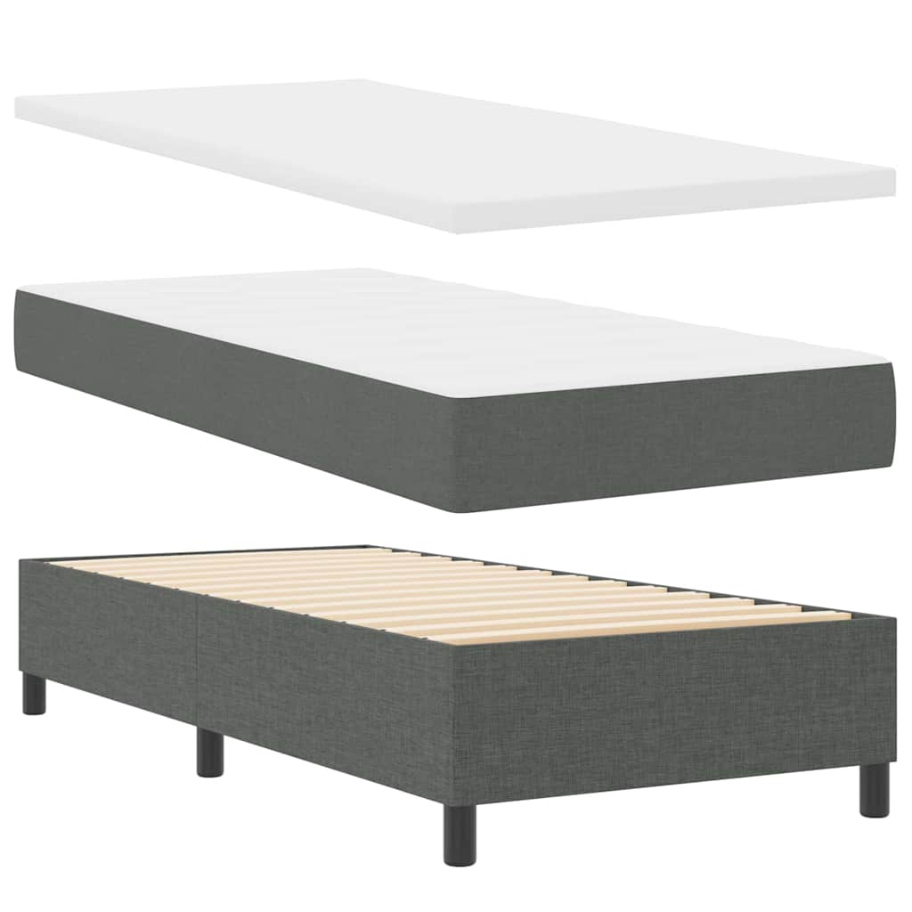 LED Boxspringbett mit Kopfteil Dunkelgrau 100 x 200 cm Stoff