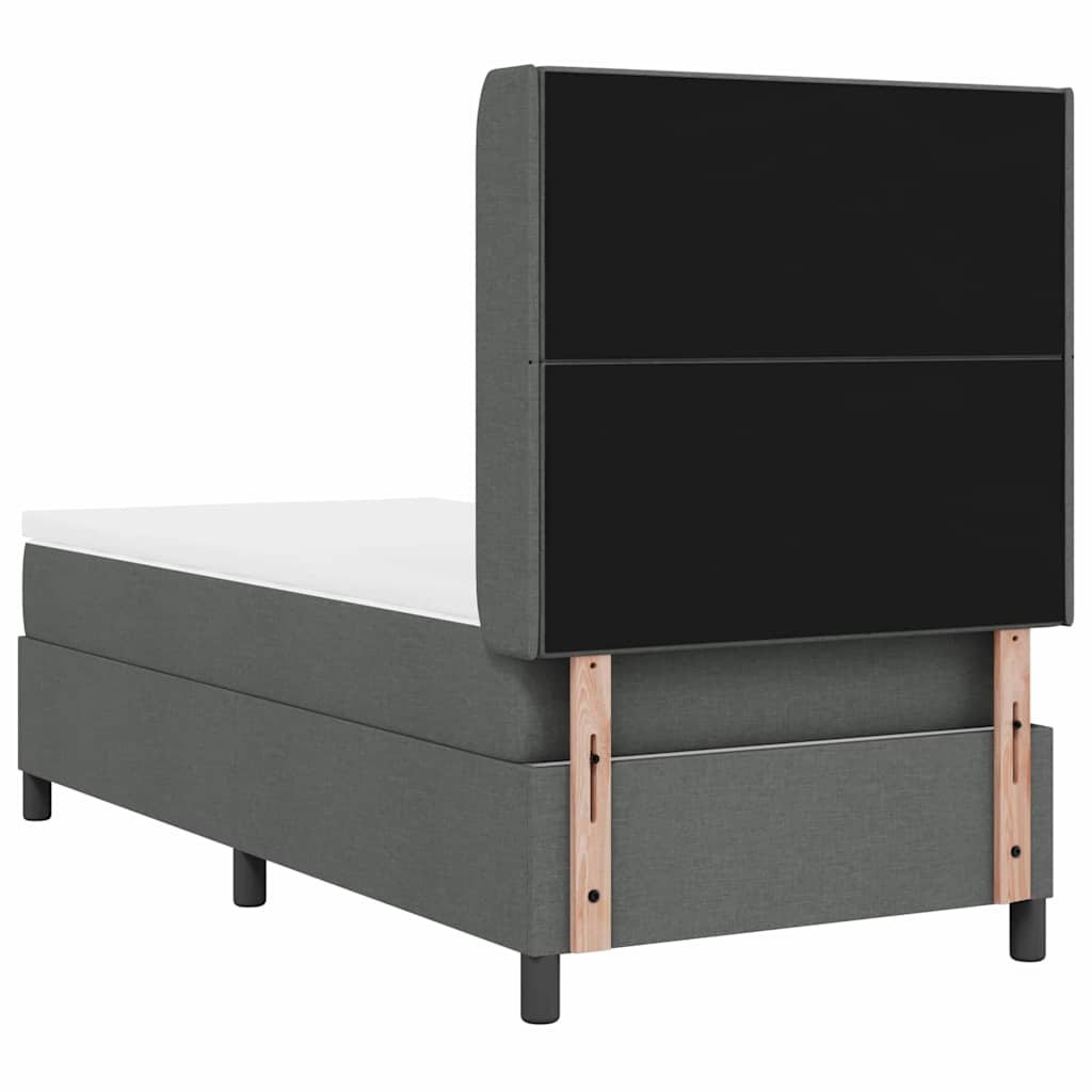 LED Boxspringbett mit Kopfteil Dunkelgrau 100 x 200 cm Stoff