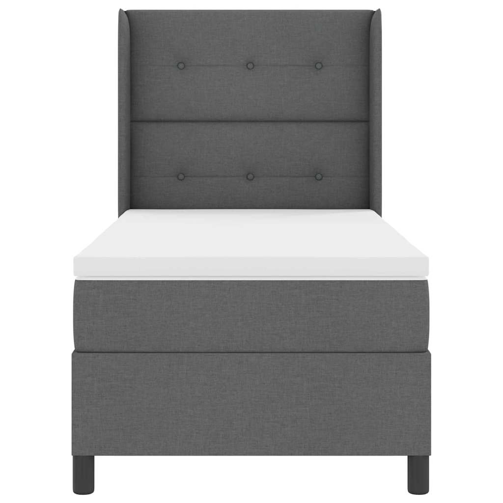 LED Boxspringbett mit Kopfteil Dunkelgrau 100 x 200 cm Stoff