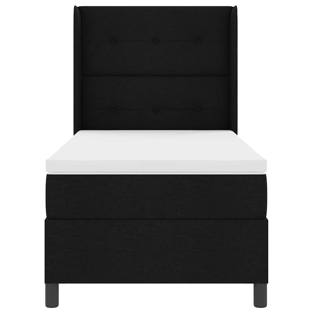 LED Boxspringbett mit Kopfteil Schwarz 100 x 200 cm Stoff