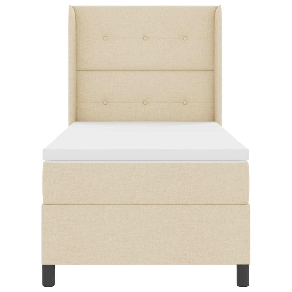 LED Boxspringbett mit Kissen Creme 100 x 200 cm Stoff